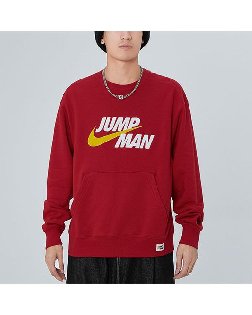 Nike Red Casual Sports Alphabet Printing Round Neck Pullover for men