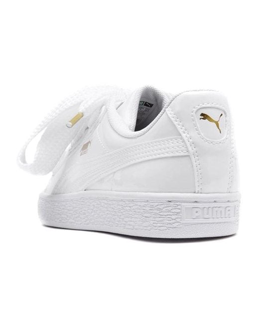 PUMA White (Wmns) Basket Heart Patent