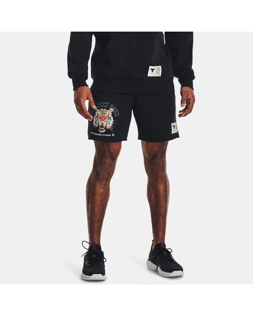 Under Armour Blue Project Rock Rival Solid Shorts for men