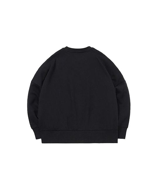 Li-ning Black Sports Fashion Series Alphabet Embroidered Fleece Lined Stay Warm Pullover Round Neck for men