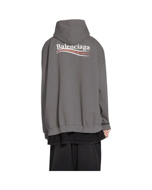 Balenciaga Gray Political Campaign Large Fit Hoodie for men