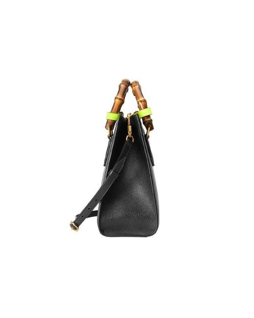 Gucci Black (Wmns) Leather Diana Bamboo Knot Single-Shoulder Bag Small