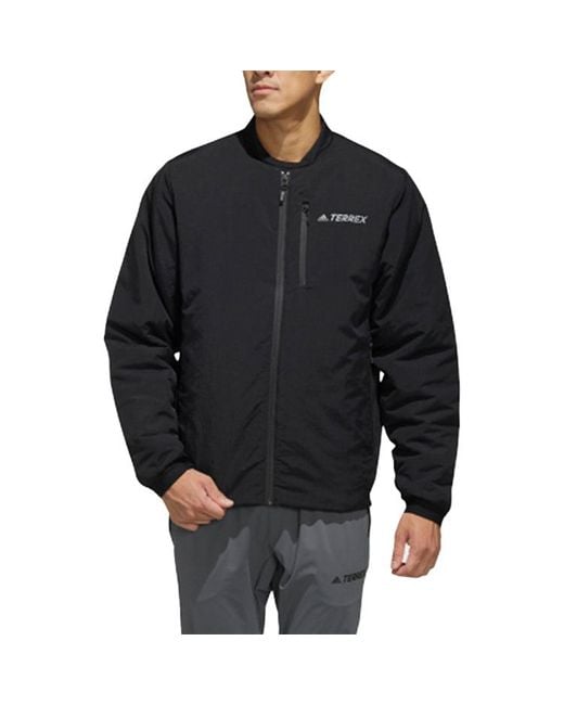 Adidas Black Xplr Ins Bomber Outdoor Sports Solid Color Jacket for men