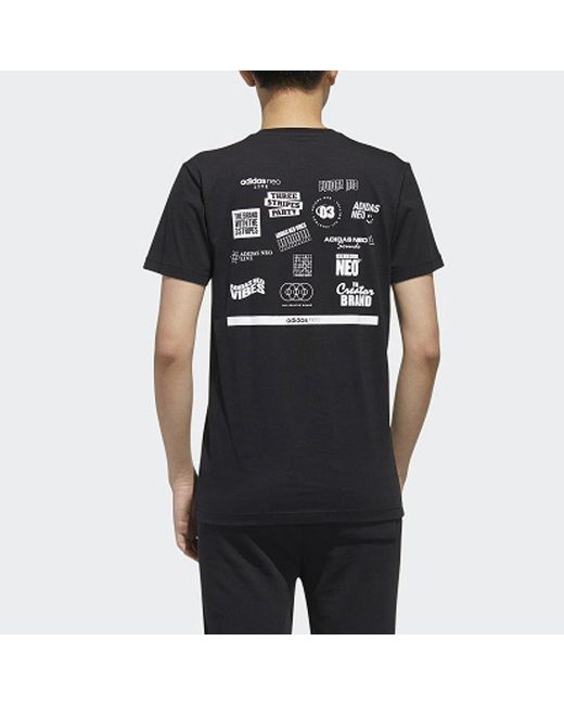 Adidas Black Neo M Faves Tee Alphabet Printing Sports Short Sleeve for men