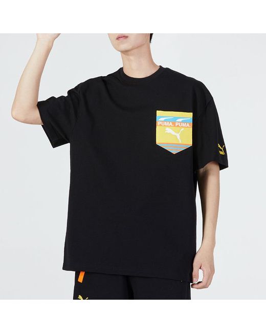 PUMA Black Boxy Pocket Logo Tee for men