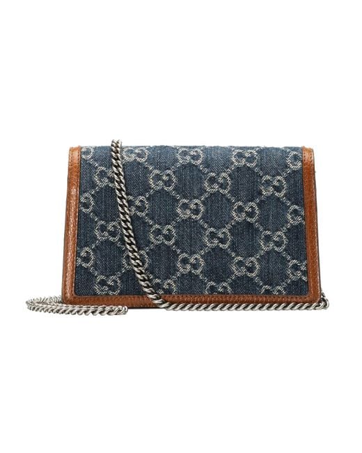 Gucci Blue (Wmns) Dionysus Logo Denim Messenger Bag Retro
