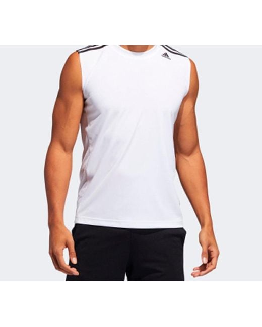 Adidas White All World Sl Basketball Sports Vest for men