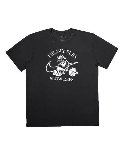 Nike Black Solid Color Pattern Cartoon Printing Training Short Sleeve T-Shirt for men