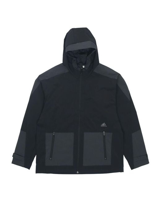 Adidas Blue Sports Training Woven Windproof Hooded Logo Jacket for men