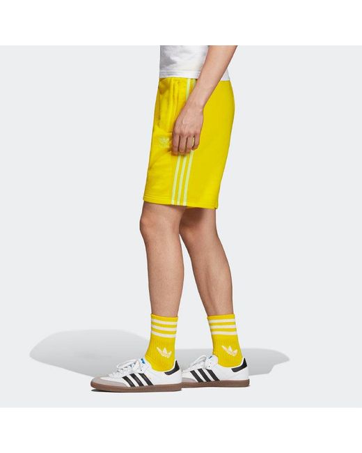 Adidas Yellow Originals Blc 3-S Short Stripe Casual Sports Shorts for men