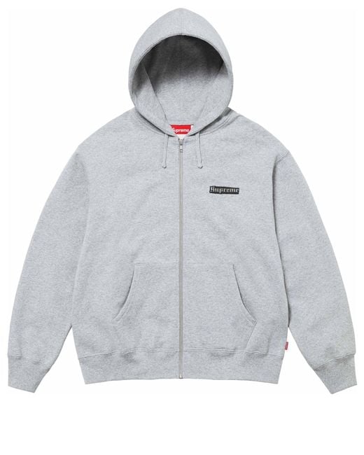 Supreme Spread Zip Up Hooded Sweatshirt in Grey for Men | Lyst UK