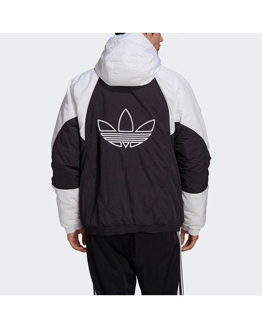 Adidas Black Originals Padded Adicolor Stay Warm Colorblock Sports Hooded Padded Jacket for men