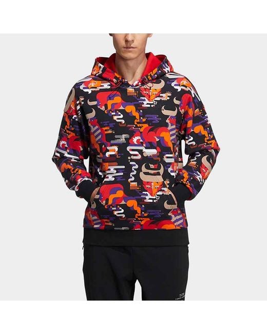 Adidas Red Cny Gfx Hs Aop New Year's Edition Printing Pattern Sports for men