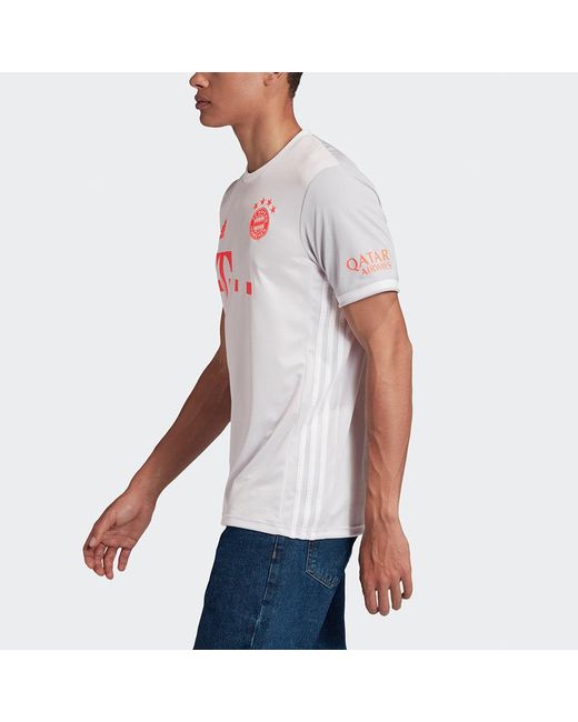 Adidas White Fcb A Jsy Round Neck Sports Jersey Sw Fan Edition Bayern Munich Away for men