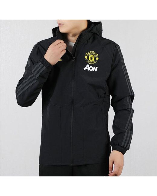 Adidas Blue Soccer/Football Manchester United Woven Stand Collar Jacket for men