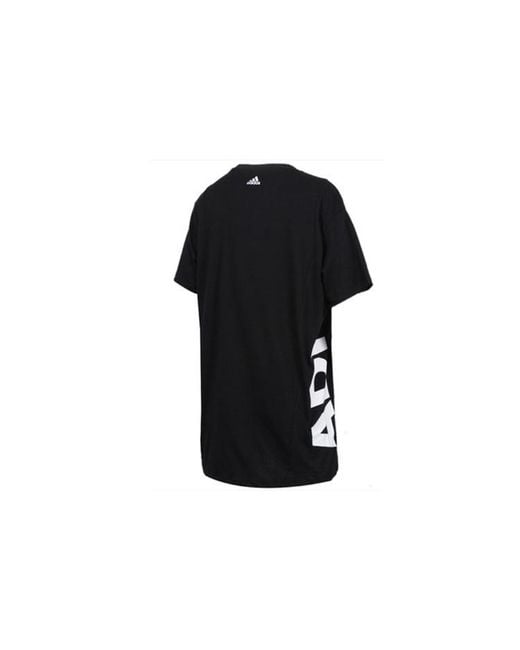 Adidas Black (Wmns) Side Large Alphabet Printing Short Sleeve