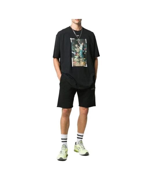 Off-White c/o Virgil Abloh Black Chest Painting Printing Short Sleeve for men