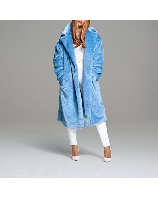 Adidas Blue Originals X Ivy Park Crossover Plush Long Large Jacket Couple Style