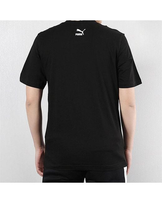PUMA Black Leopard Print Pattern Casual Sports Breathable Short Sleeve for men