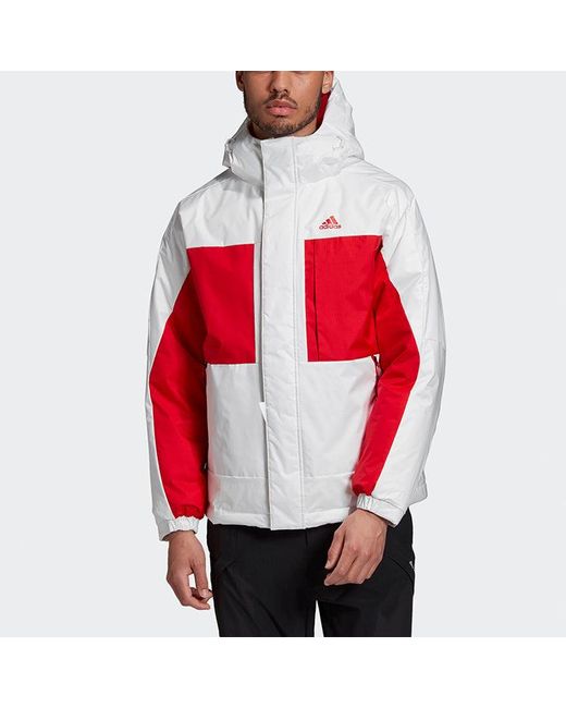 Adidas Red Sports Hooded Down Jacket for men