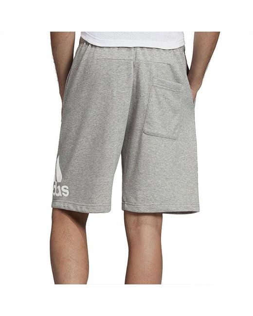 Adidas Gray M Mh Bos Short Ft Logo Printing Sports Drawstring Shorts for men