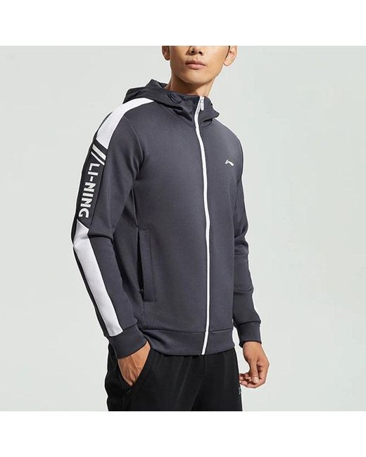 Li-ning Blue Logo Training Full Zip Hooded Jacket 'Ink' for men