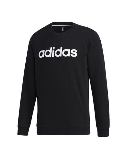 Adidas Black Neo M Esntl Logo Sw Casual Sports Round Neck Knit Pullover for men
