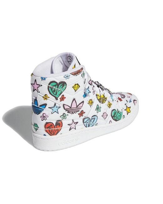 Adidas Blue Jeremy Scott X Forum 84 High 'Monogram Graffiti' for men