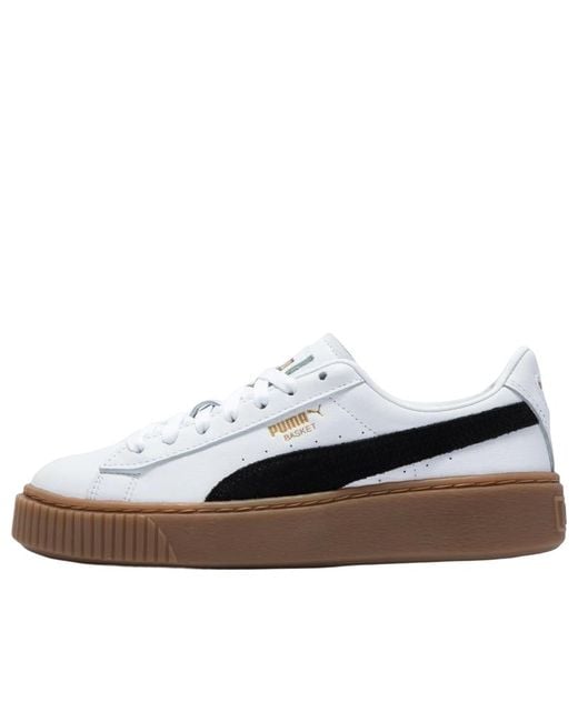PUMA White (Wmns) Basket Platform L
