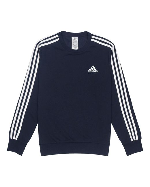 Adidas Blue Essentials French Terry 3-stripes Sweatshirt for men