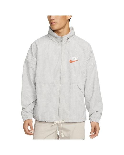 Nike Gray Sportswear Alphabet Logo Woven Jacket Light Mineral for men