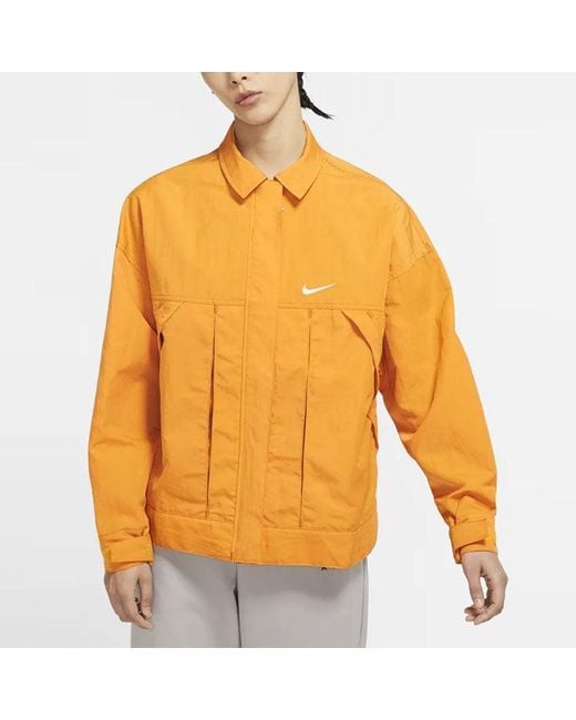 Nike Orange (Wmns) Sportswear Swoosh Back Logo Printing Woven Jacket