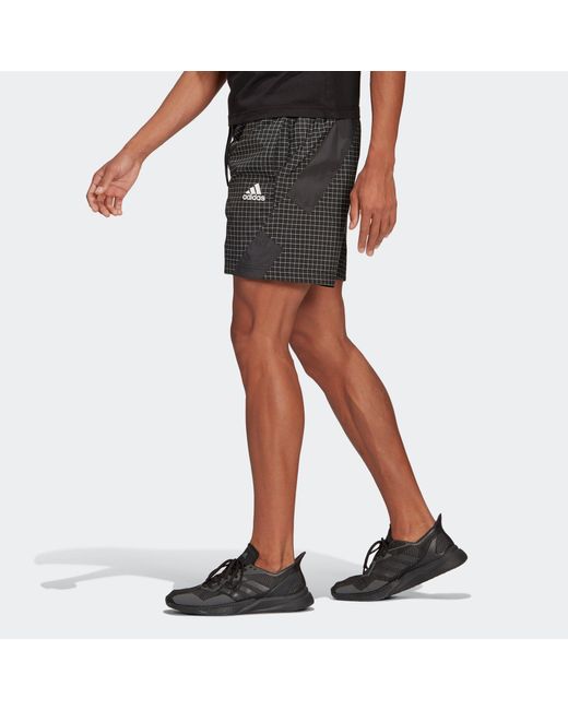 Adidas Gray Primeblue Sh Splicing Sports Shorts for men