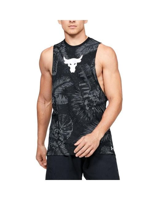 Under Armour Black Project Rock Aloha Camo Tank Top for men