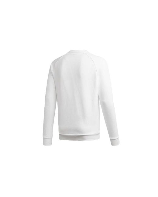 Adidas White Trefoil Essesentials Crewneck Sweatshirt for men