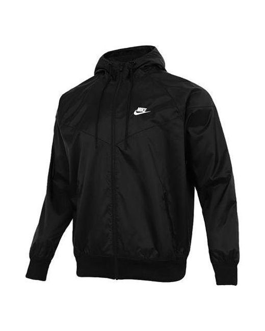 Nike Black Sportswear Windrunner Sports Training Hooded Woven Jacket for men