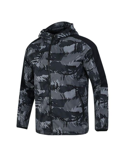 Adidas Blue Camouflage Sports Hooded Casual Running Jacket for men