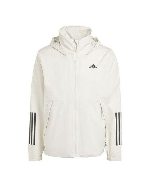 Adidas White Bsc 3-stripes Rain.rdy Jacket for men