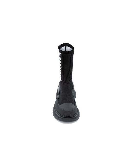 McQueen Black Graffiti Knit Tread Slick Boots for men