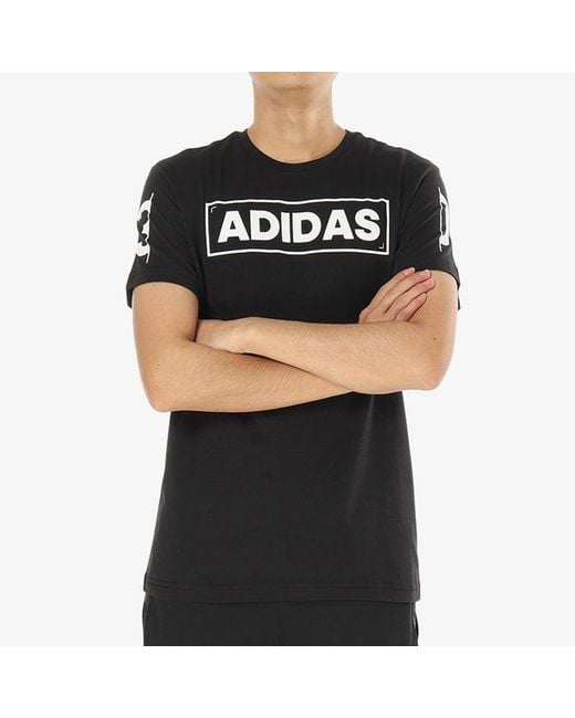 Adidas Black Adi 360 Logo Printing Sports Round Neck Short Sleeve for men