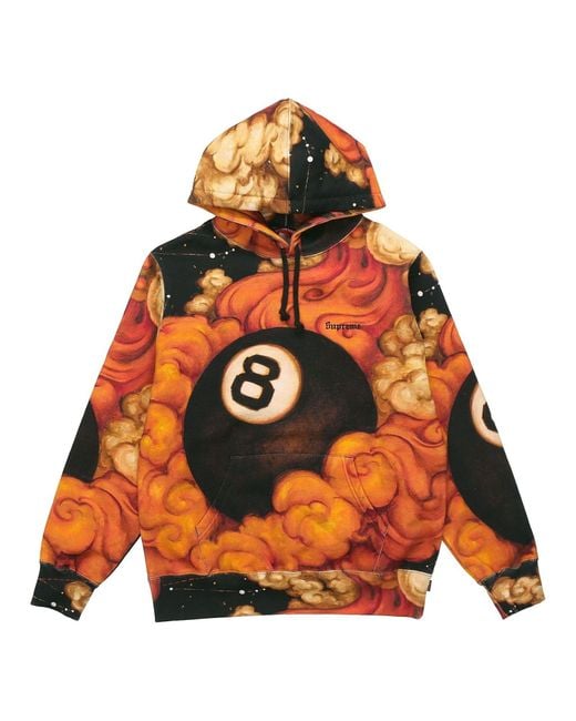 Supreme Orange Fw19 Week 1 Martin Wong 8-Ball Hooded Sweatshirt for men