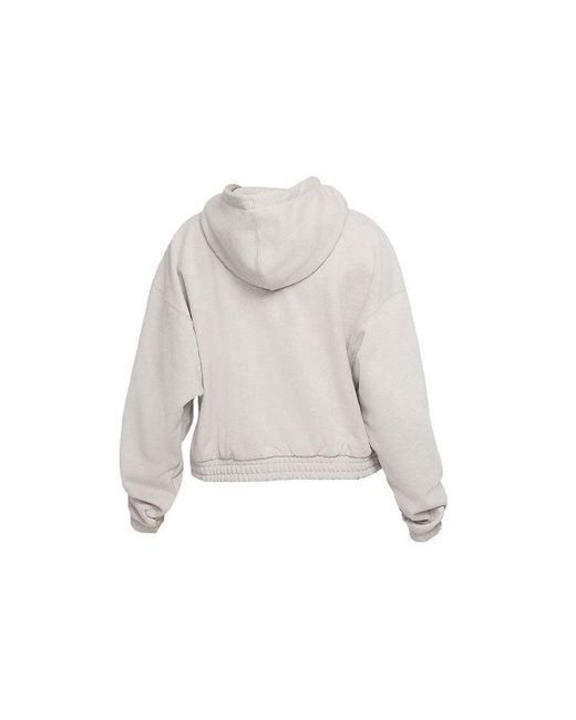 Nike Gray (Wmns) Casual Sports Knit Loose Hoodie Short Coconut Milk