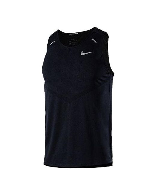 Nike Black Dri-Fit Rise 365 Reflective Logo Printing Running Sports Vest for men