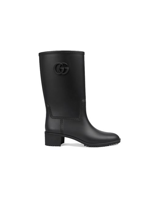 Gucci Black Rubber Rain Boots