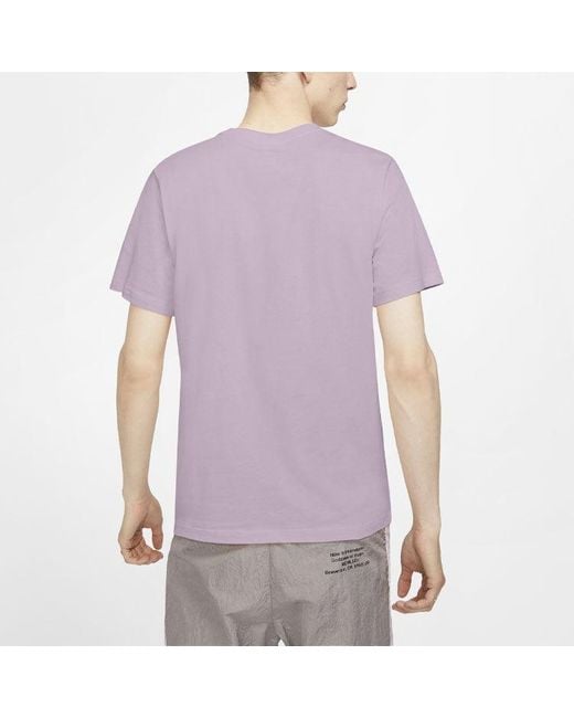 Nike Purple Sportswear Club Embroidered Small Round Neck Short Sleeve for men