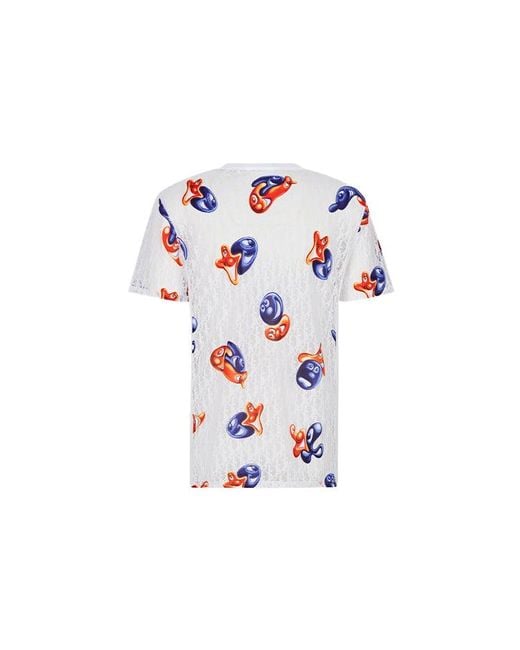 Dior Blue X Kenny Scharf Crossover Fw21 Logo Printing Loose Round Neck Short Sleeve for men
