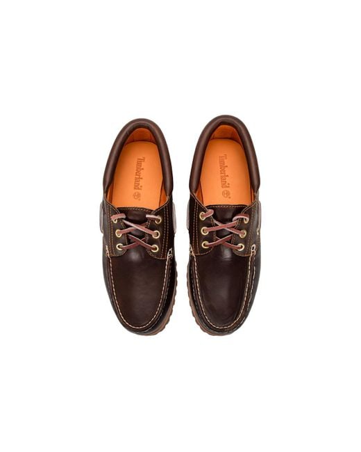 Timberland Brown 3-Eye Lug Handsewn Boat Shoe for men