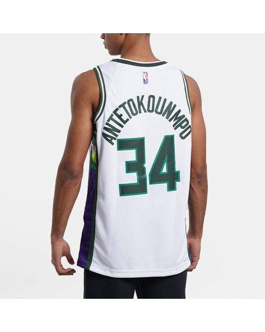 Nike Gray Dri-fit Nba Basketball Sports Milwaukee Bucks Giannis No.34 Vest for men