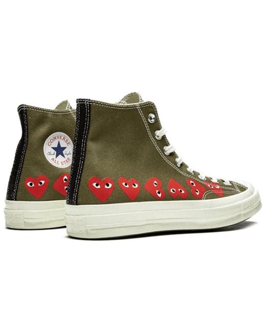 Converse Brown X Comme Des Garcons Play Chuck 70 Hi Multi Heart 'Khaki' for men