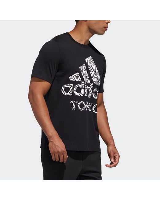 Adidas Black Tyo Ss Tee M Alphabet Printing Casual Sports Short Sleeve for men
